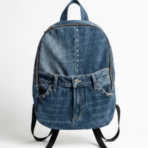 Modern upcycled backpack made from denim